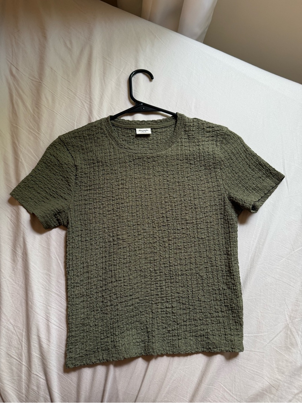 Abercrombie & Fitch Olive Green Textured Short Sleeve Tee
